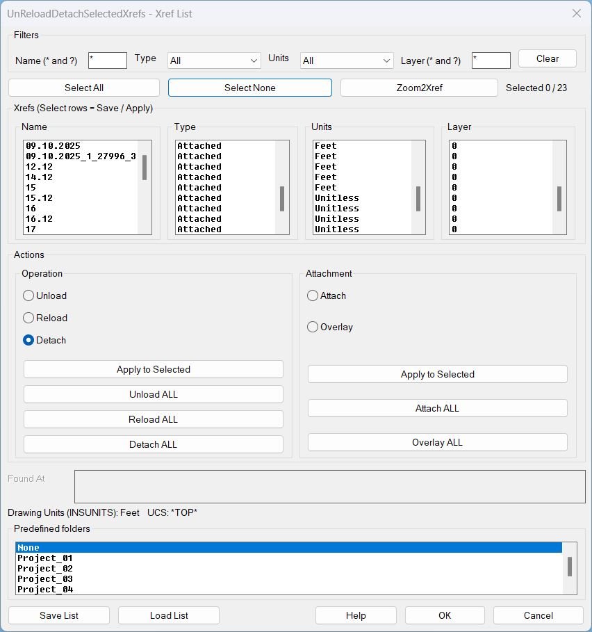 Home UnReloadDetachSelectedXrefs 000